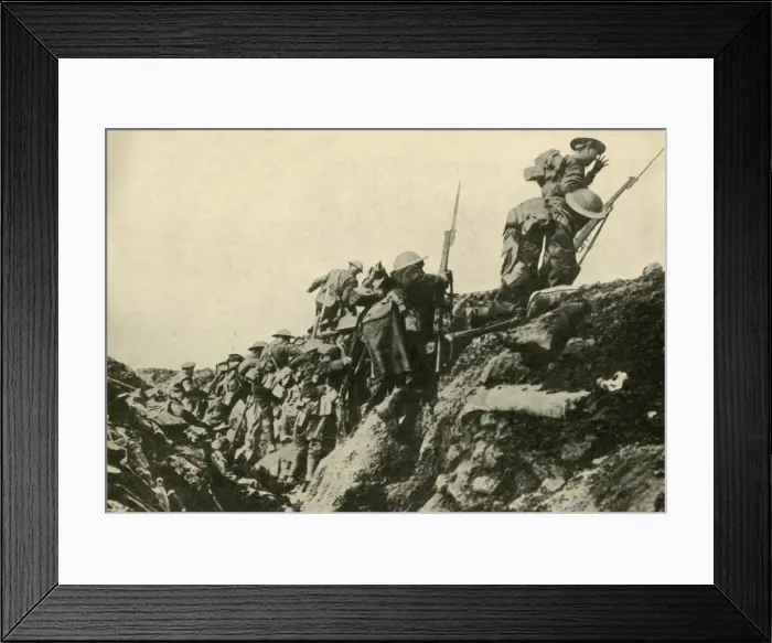 Framed Print : Over the Top : Canadian troops leaving their trenches... First World War Framed Print : Over the Top : Canadian troops leaving their trenches... First World War