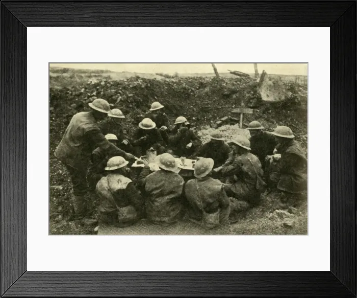Framed Print : British troops spend Christmas on the battlefield, First World War, c1916, (c1920) Framed Print : British troops spend Christmas on the battlefield, First World War, c1916, (c1920)