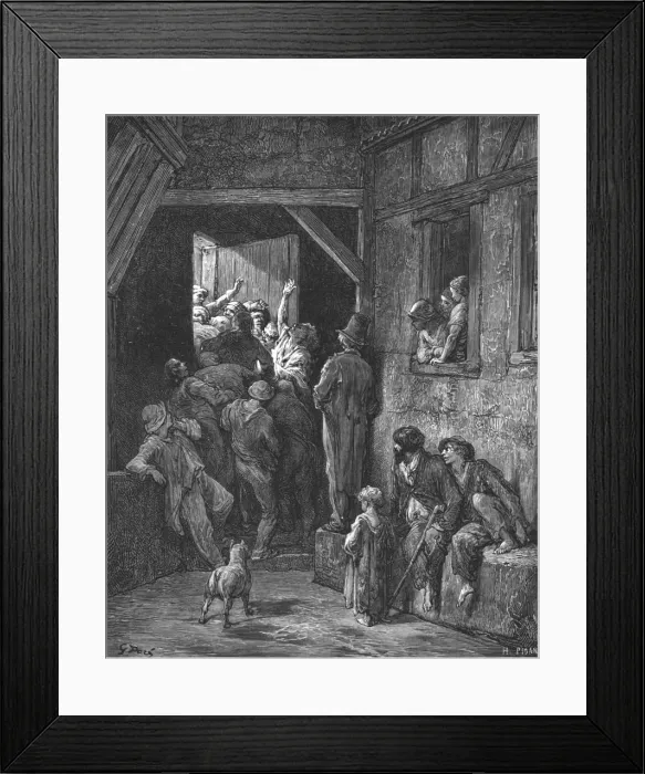 Framed Print : Turn Him Out ! - Ratcliff, 1872. Creator: Gustave Doré Framed Print : Turn Him Out ! - Ratcliff, 1872. Creator: Gustave Doré