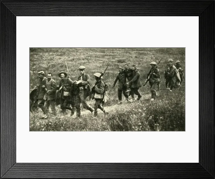 Framed Print : British soldiers with German prisoners of war, northern France, First World War, 1916, (c1920) Framed Print : British soldiers with German prisoners of war, northern France, First World War, 1916, (c1920)