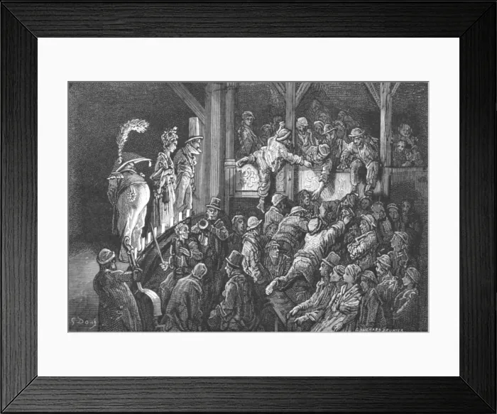 Framed Print : The Penny Gaff, 1872. Creator: Gustave Doré Framed Print : The Penny Gaff, 1872. Creator: Gustave Doré