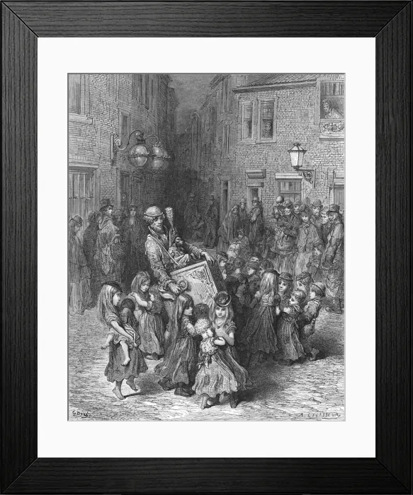 Framed Print : The Organ in the Court, 1872. Creator: Gustave Doré Framed Print : The Organ in the Court, 1872. Creator: Gustave Doré