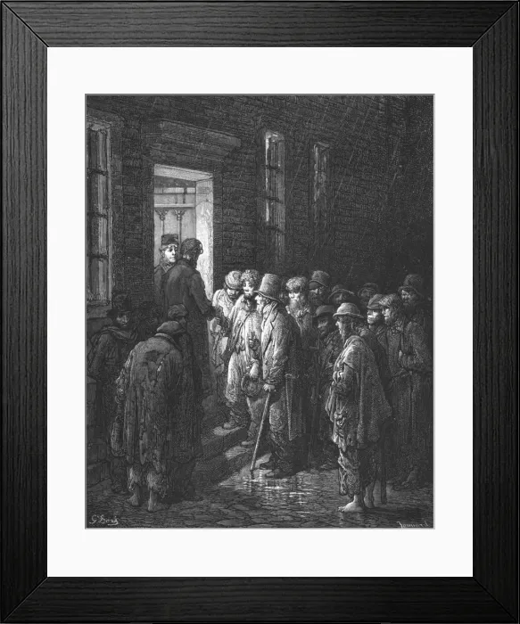 Framed Print : Refuge - Applying for Admittance, 1872. Creator: Gustave Doré Framed Print : Refuge - Applying for Admittance, 1872. Creator: Gustave Doré