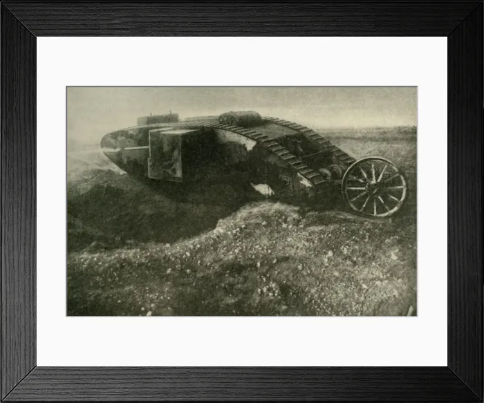 Framed Print : A Tank in Action, First World War, 1914-1918, (c1920). Creator: Unknown Framed Print : A Tank in Action, First World War, 1914-1918, (c1920). Creator: Unknown