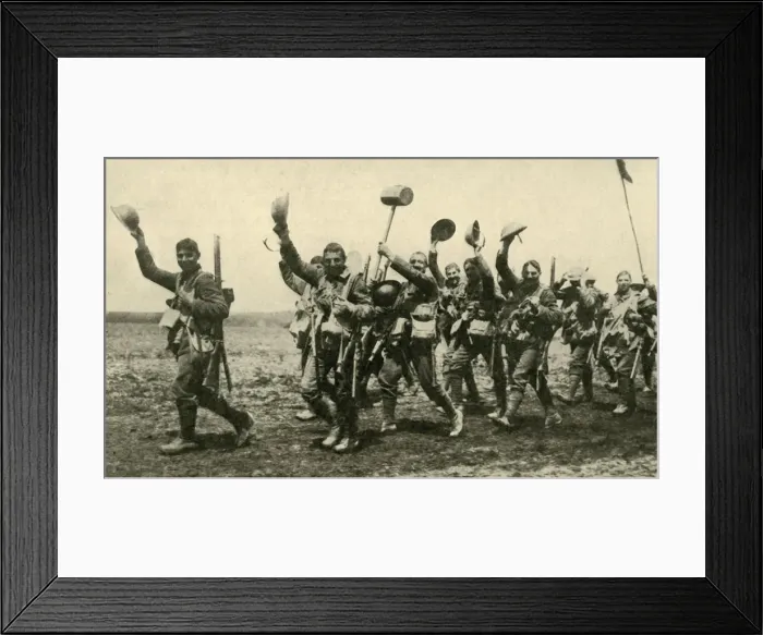 Framed Print : On their Way to Battle, First World War, c1916, (c1920). Creator: Unknown Framed Print : On their Way to Battle, First World War, c1916, (c1920). Creator: Unknown