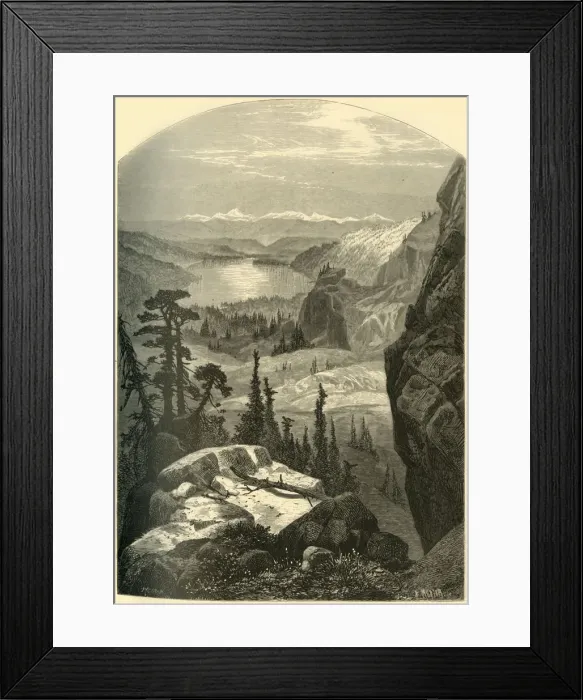 Framed Print : Donner Lake, Nevada, 1874. Creator: A. Measom Framed Print : Donner Lake, Nevada, 1874. Creator: A. Measom