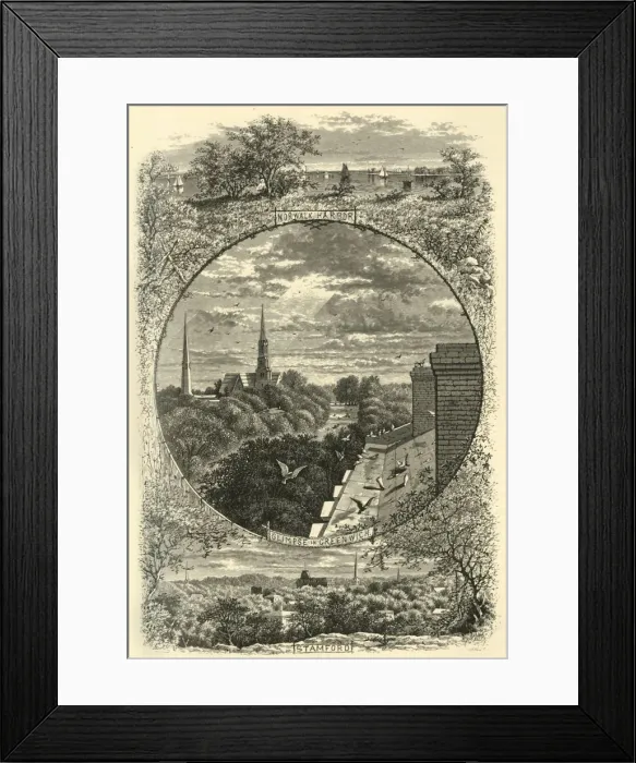 Framed Print : Glimpses of Greenwich, Stamford, and Norwalk, 1874. Creator: John J. Harley Framed Print : Glimpses of Greenwich, Stamford, and Norwalk, 1874. Creator: John J. Harley