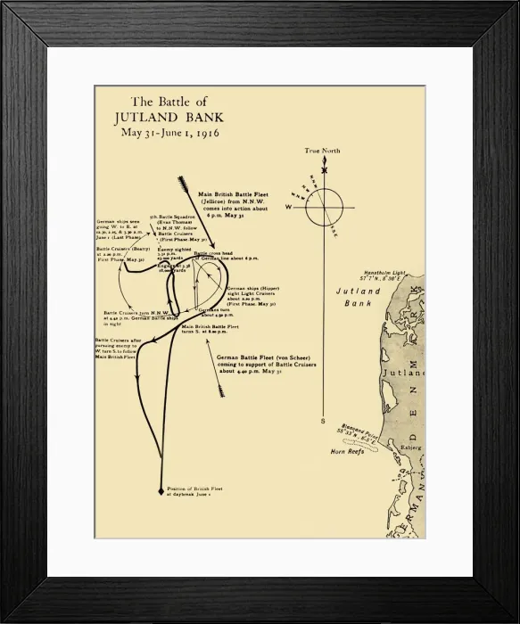 Framed Print : The Battle of Jutland Bank, May 31-June 1, 1916, (c1920). Creator: Unknown Framed Print : The Battle of Jutland Bank, May 31-June 1, 1916, (c1920). Creator: Unknown