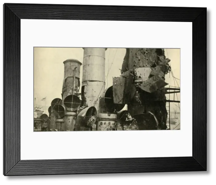 Framed Print : Damage to HMS Vindictive, First World War, 1918, (c1920). Creator: Unknown