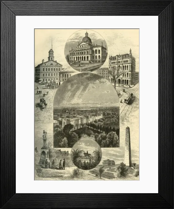 Framed Print : Boston Scenes, 1874. Creator: John Douglas Woodward Framed Print : Boston Scenes, 1874. Creator: John Douglas Woodward