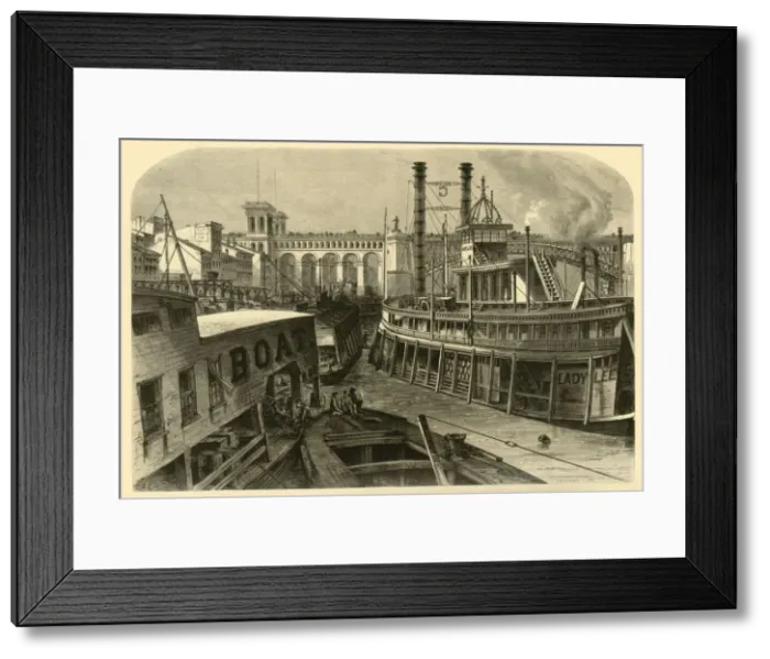 Framed Print : The Levee at St. Louis, 1874. Creator: W. Roberts Framed Print : The Levee at St. Louis, 1874. Creator: W. Roberts