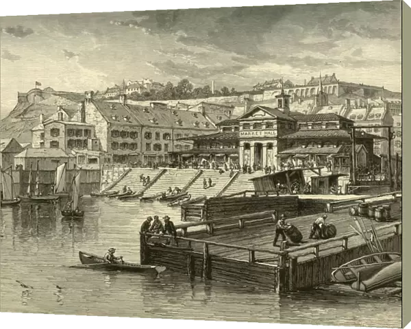 Market-Hall and Boat-Landing, Quebec, 1874. Creator: John Filmer