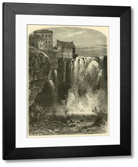 Framed Print : East Side, Upper Falls of the Genesee, 1874. Creator: John Douglas Woodward Framed Print : East Side, Upper Falls of the Genesee, 1874. Creator: John Douglas Woodward