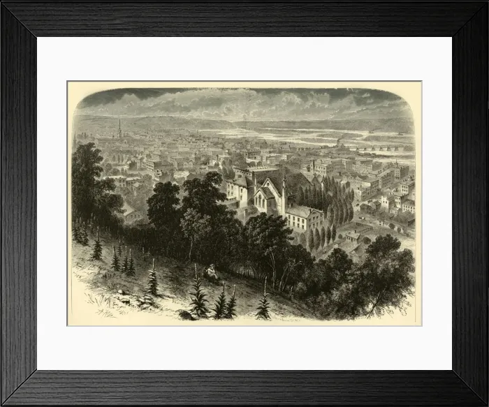 Framed Print : Dubuque, from Kellys Bluff, 1874. Creator: James H. Richardson Framed Print : Dubuque, from Kellys Bluff, 1874. Creator: James H. Richardson