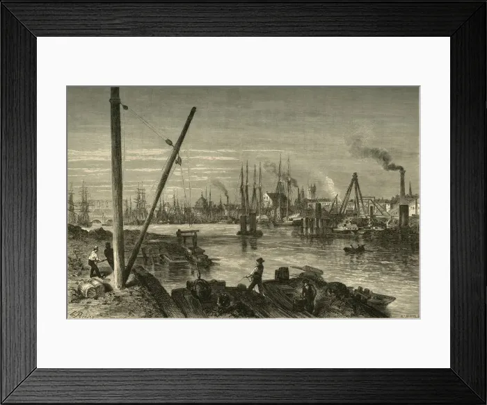 Framed Print : Philadephia, from Below the New South-Street-Bridge, 1874. Creator: Alfred Harral Framed Print : Philadephia, from Below the New South-Street-Bridge, 1874. Creator: Alfred Harral