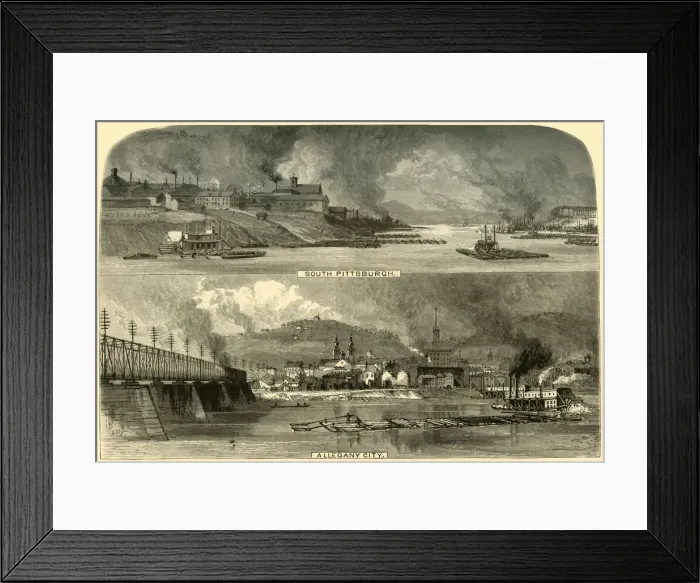 Framed Print : South Pittsburgh and Alleghany City, 1874. Creator: W. H. Morse Framed Print : South Pittsburgh and Alleghany City, 1874. Creator: W. H. Morse