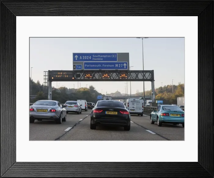 Framed Print : M27 motorway during morning rush-hour 2017. Creator: Unknown Framed Print : M27 motorway during morning rush-hour 2017. Creator: Unknown