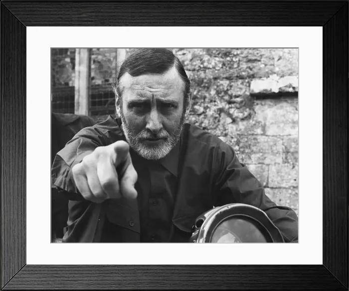 Framed Print : Spike Milligan at Beaulieu 1968. Creator: Unknown Framed Print : Spike Milligan at Beaulieu 1968. Creator: Unknown