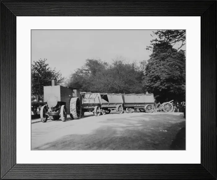 Framed Print : 1900 Fowler F5 armoured traction engine with munitions wagons. Creator: Unknown Framed Print : 1900 Fowler F5 armoured traction engine with munitions wagons. Creator: Unknown