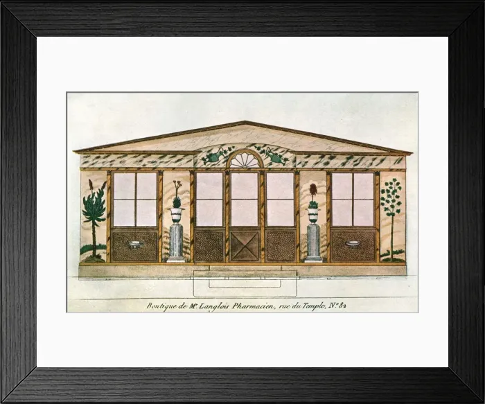 Framed Print : Facade painting of Langlois Apothecarys Shop, Paris, France, (1928). Creator: Unknown Framed Print : Facade painting of Langlois Apothecarys Shop, Paris, France, (1928). Creator: Unknown