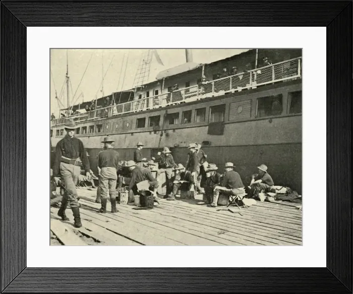 Framed Print : 13th Infantry at Breakfast, Spanish-American War, 11 June 1898, (1899). Creator: Burr McIntosh Framed Print : 13th Infantry at Breakfast, Spanish-American War, 11 June 1898, (1899). Creator: Burr McIntosh
