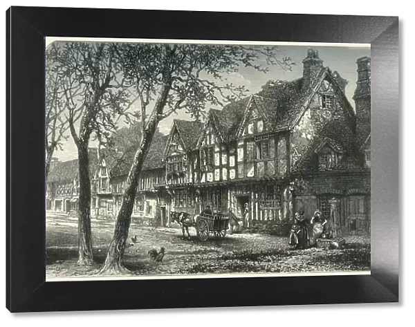 Houses Under the Castle, Warwick, c1870