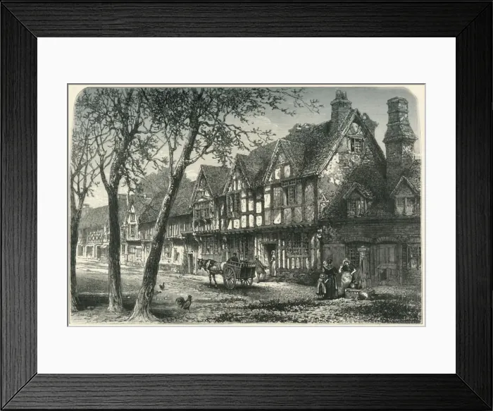 Framed Print : Houses Under the Castle, Warwick, c1870 Framed Print : Houses Under the Castle, Warwick, c1870