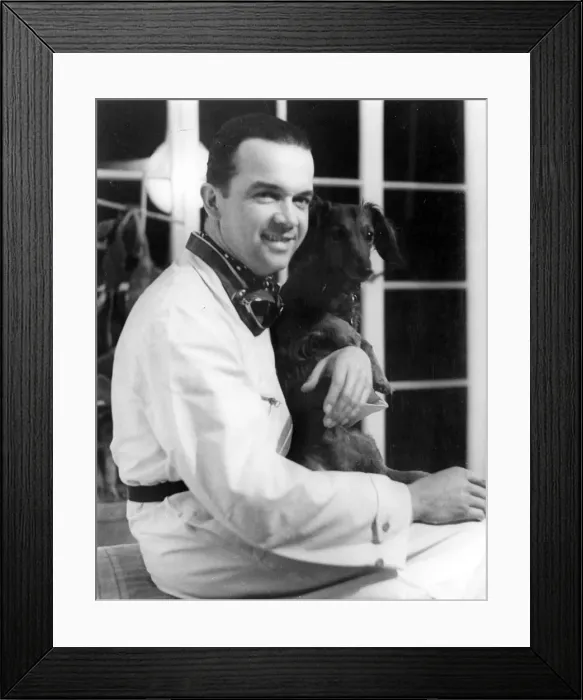 Framed Print : Racing driver Rudolph Caracciola with his pet dog. Creator: Unknown Framed Print : Racing driver Rudolph Caracciola with his pet dog. Creator: Unknown