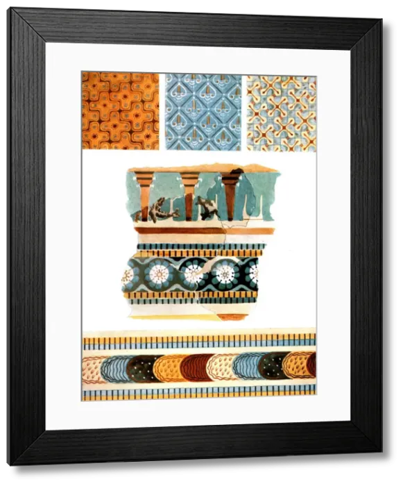 Framed Print : Textile patterns and fresco fragments from Crete, Greece, (1928). Creator: Unknown Framed Print : Textile patterns and fresco fragments from Crete, Greece, (1928). Creator: Unknown