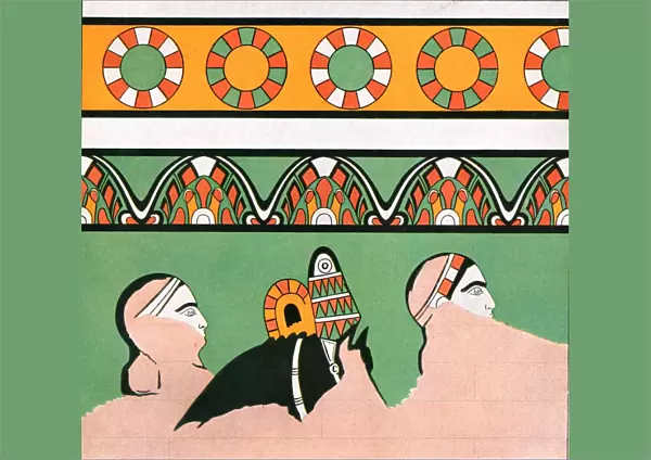 Mural painting from the palace of Dur-Sharrukin, Assyria, (1928). Creator: Unknown
