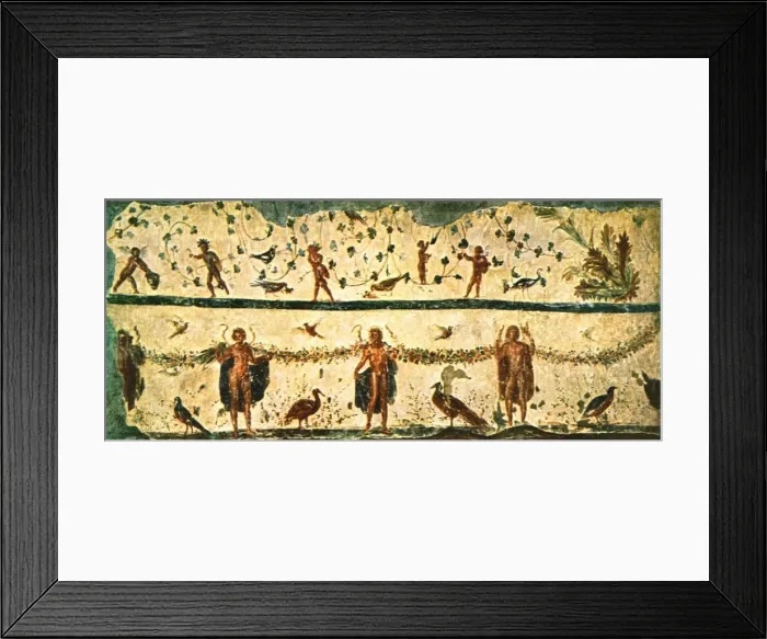 Framed Print : Frieze in the dining-hall (Triclinium) of the house of Pammachius, Rome, Italy, (1928) Framed Print : Frieze in the dining-hall (Triclinium) of the house of Pammachius, Rome, Italy, (1928)