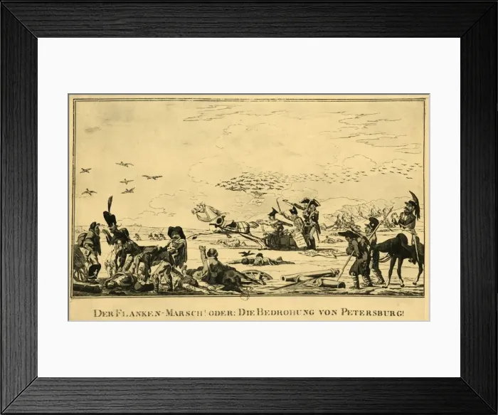 Framed Print : Der Flanken-Marsch! Oder: Die Bedrohung Von Petersburg!, 1813, (1921). Creator: Unknown Framed Print : Der Flanken-Marsch! Oder: Die Bedrohung Von Petersburg!, 1813, (1921). Creator: Unknown