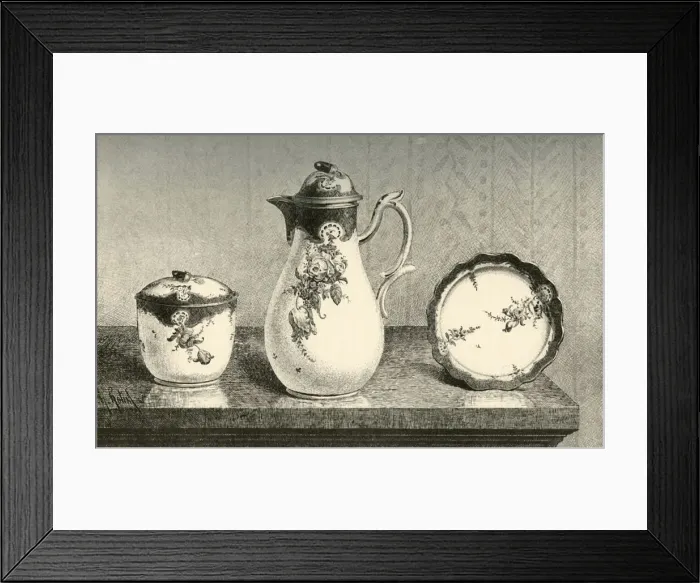 Framed Print : Porcelain coffee set, mid-late 18th century, (1903). Creator: Unknown