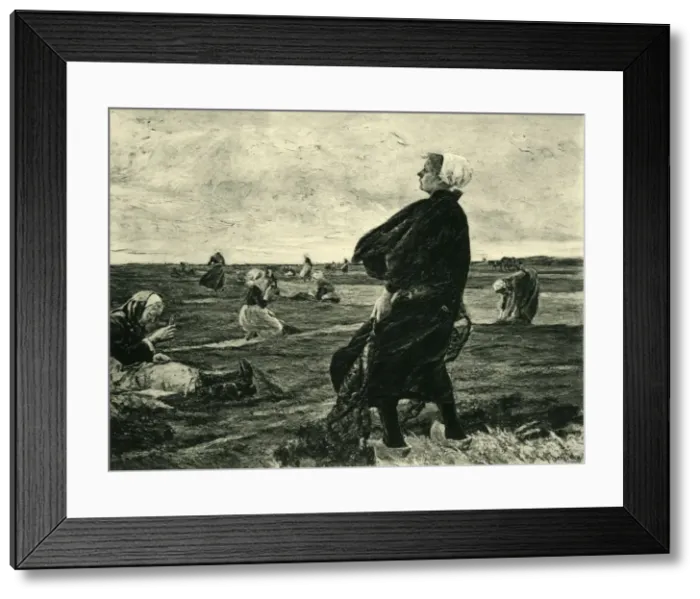 Framed Print : The Net-Menders, 1887-1889, (1908). Creator: Unknown Framed Print : The Net-Menders, 1887-1889, (1908). Creator: Unknown