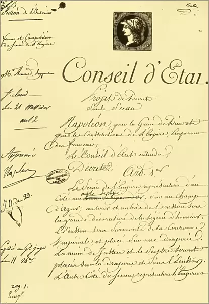 Draft decree on the form and composition of the imperial seal, 10 July 1804, (1921)