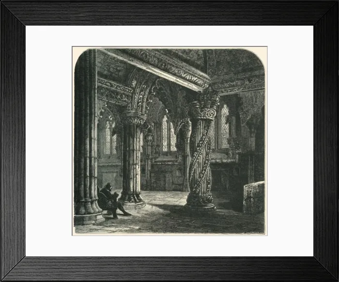 Framed Print : The Apprentice Pillar in Roslin Chapel, c1870 Framed Print : The Apprentice Pillar in Roslin Chapel, c1870