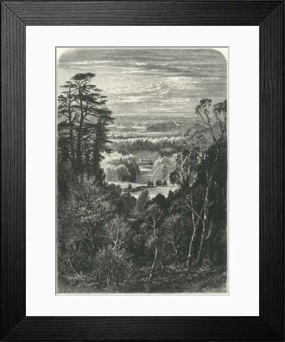 Framed Print : The Fishing Temple, Virginia Water, from the Belvidere, c1870