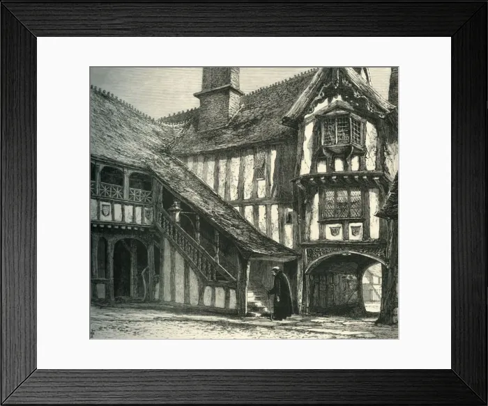 Framed Print : Courtyard of Leicesters Hospital, c1870 Framed Print : Courtyard of Leicesters Hospital, c1870