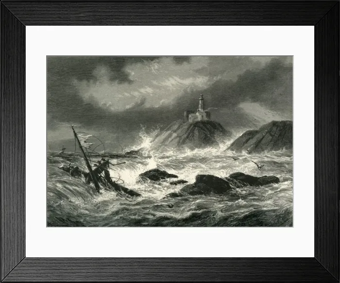 Framed Print : Mumbles Rocks and Lighthouse, near Swansea, c1870 Framed Print : Mumbles Rocks and Lighthouse, near Swansea, c1870