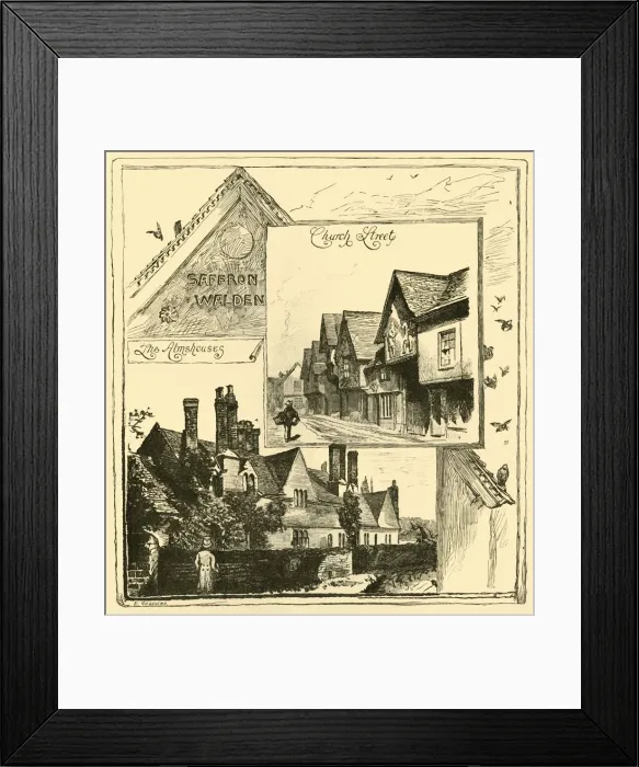 Framed Print : The Almshouses, Audley End; and Church Street, Saffron Walden, 1898. Creator: Unknown Framed Print : The Almshouses, Audley End; and Church Street, Saffron Walden, 1898. Creator: Unknown