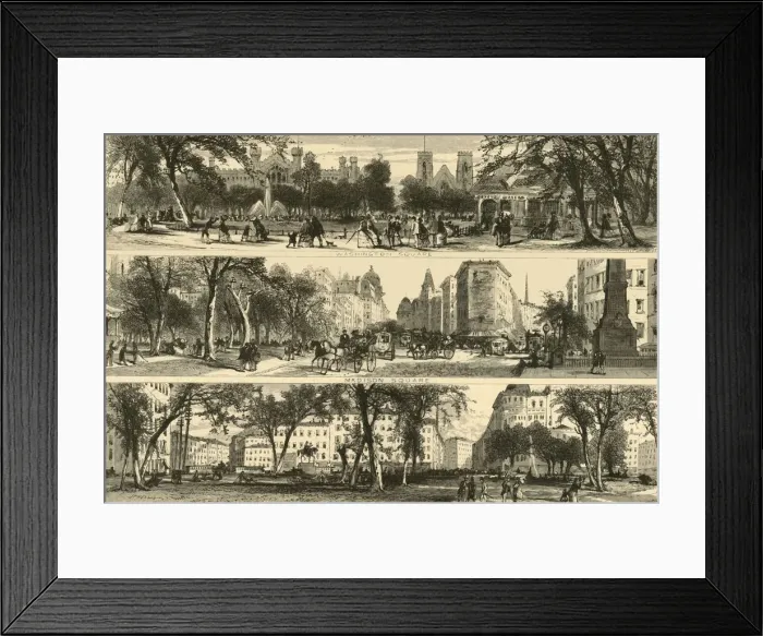 Framed Print : Washington, Madison, and Union Squares, c1870. Creator: William James Palmer Framed Print : Washington, Madison, and Union Squares, c1870. Creator: William James Palmer