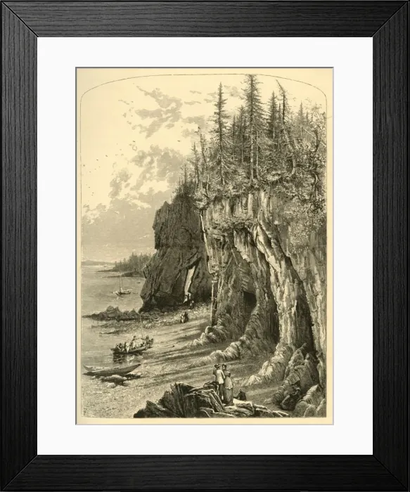 Framed Print : The Cliffs Near The Ovens. 1872. Creator: Harry Fenn Framed Print : The Cliffs Near The Ovens. 1872. Creator: Harry Fenn