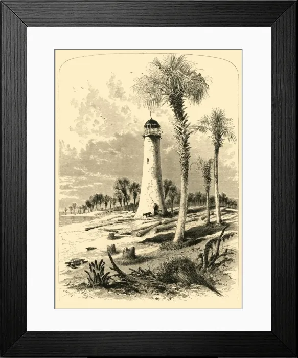 Framed Print : Bar Lighthouse, Mouth of St. Johns River, 1872. Creator: John J. Harley Framed Print : Bar Lighthouse, Mouth of St. Johns River, 1872. Creator: John J. Harley