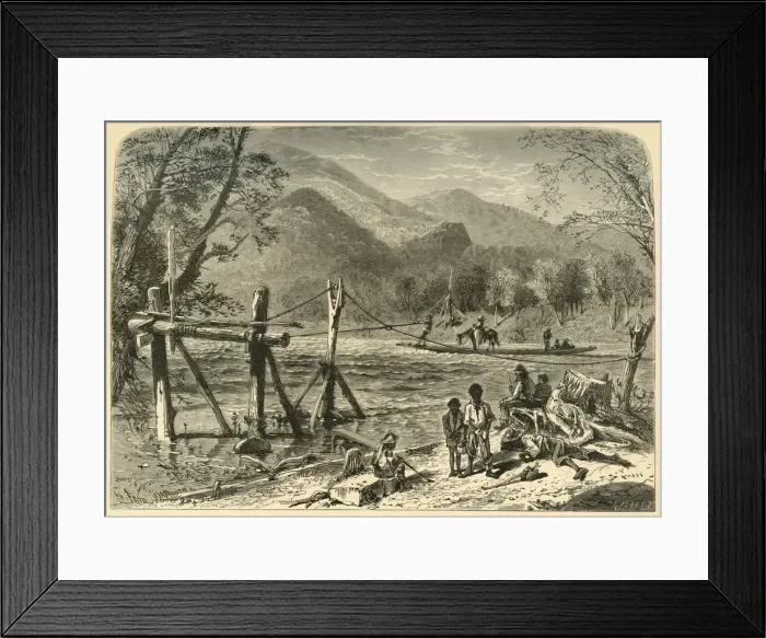 Framed Print : A Ferry on the French Broad, 1872. Creator: John Karst Framed Print : A Ferry on the French Broad, 1872. Creator: John Karst