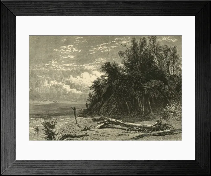 Framed Print : The Shore at Lake Forest, 1874. Creator: W. J. Linton Framed Print : The Shore at Lake Forest, 1874. Creator: W. J. Linton