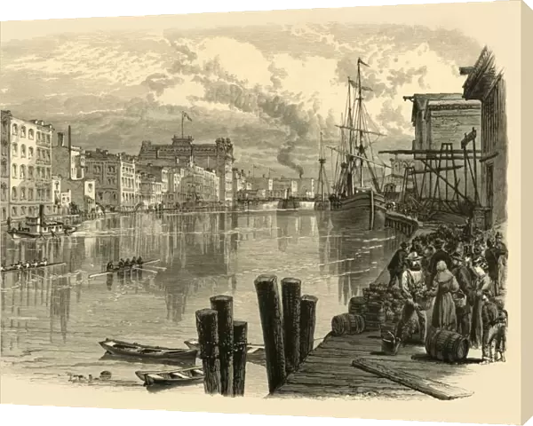 Milwaukee River, at Milwaukee, 1874. Creator: Alfred Waud