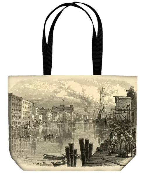 Milwaukee River, at Milwaukee, 1874. Creator: Alfred Waud
