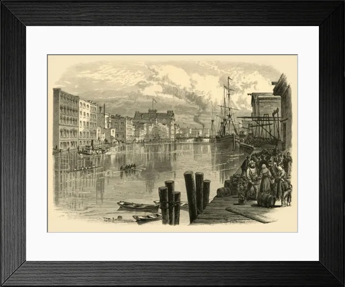 Framed Print : Milwaukee River, at Milwaukee, 1874. Creator: Alfred Waud