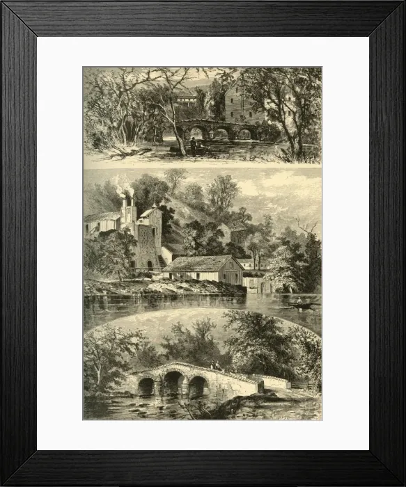 Framed Print : Rolling mills and bridges on the Antietam Creek, 1872. Creator: Granville Perkins Framed Print : Rolling mills and bridges on the Antietam Creek, 1872. Creator: Granville Perkins