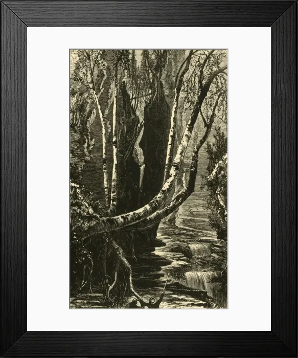 Framed Print : Cavern Cascade, below Mountain House, 1872. Creator: J. G. Smithwick Framed Print : Cavern Cascade, below Mountain House, 1872. Creator: J. G. Smithwick
